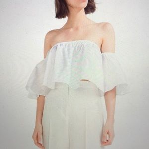 Zara Off the Shoulder White Crop Top